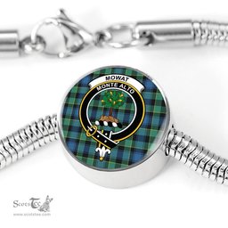 Scottish Mowat Clan Tartan Bracelet - Round Shape Pendant Scottish Plaid Tartan Plaid