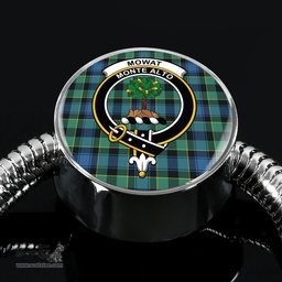 Scottish Mowat Clan Tartan Bracelet - Round Shape Pendant Scottish Plaid Tartan Plaid