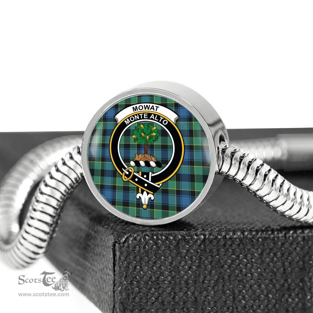Scottish Mowat Clan Tartan Bracelet - Round Shape Pendant Scottish Plaid Tartan Plaid