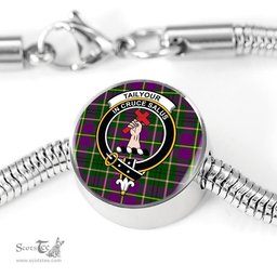 Scottish Taylor Clan Tartan Bracelet - Round Shape Pendant Scottish Plaid Tartan Plaid