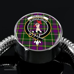 Scottish Taylor Clan Tartan Bracelet - Round Shape Pendant Scottish Plaid Tartan Plaid