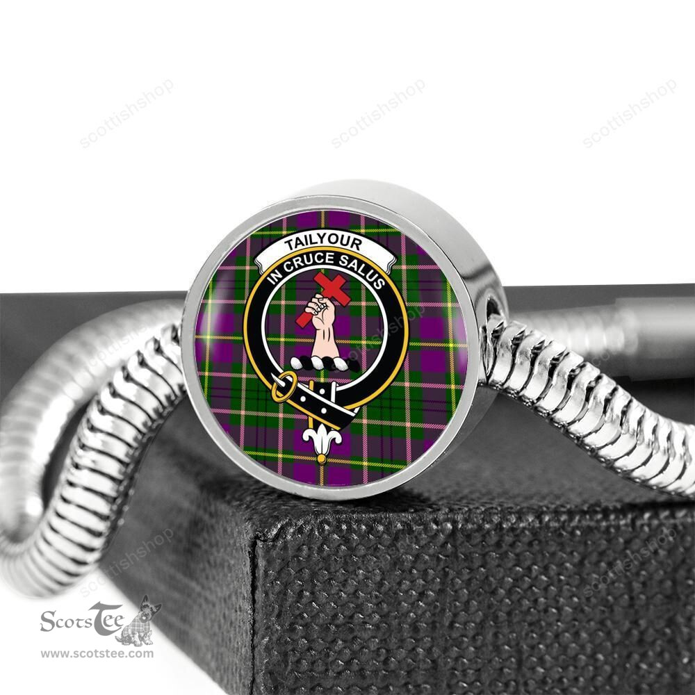 Scottish Taylor Clan Tartan Bracelet - Round Shape Pendant Scottish Plaid Tartan Plaid