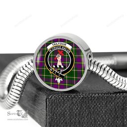 Scottish Taylor Clan Tartan Bracelet - Round Shape Pendant Scottish Plaid Tartan Plaid