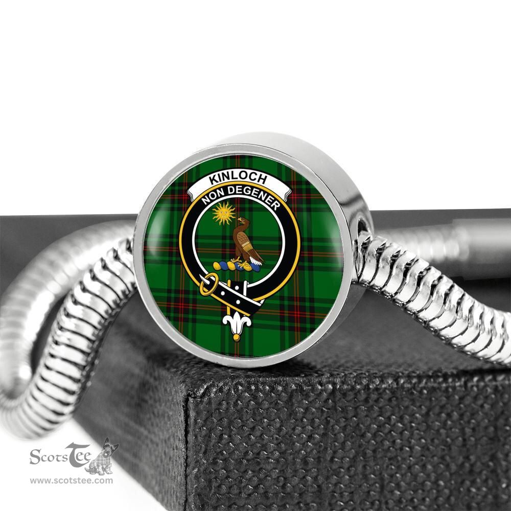 Scottish Kinloch Clan Tartan Bracelet - Round Shape Pendant Scottish Plaid Tartan Plaid