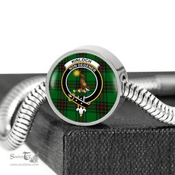 Scottish Kinloch Clan Tartan Bracelet - Round Shape Pendant Scottish Plaid Tartan Plaid