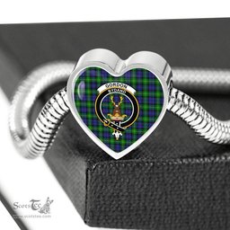 Scottish Gordon Modern Clan Tartan Bracelet - Heart Shape Pendant Scottish Plaid Tartan Plaid