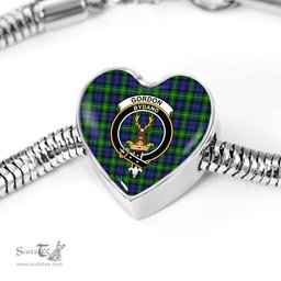 Scottish Gordon Modern Clan Tartan Bracelet - Heart Shape Pendant Scottish Plaid Tartan Plaid