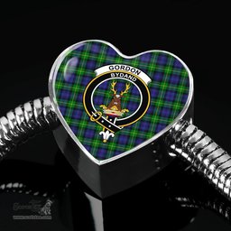 Scottish Gordon Modern Clan Tartan Bracelet - Heart Shape Pendant Scottish Plaid Tartan Plaid