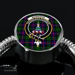 Scottish Morrison Modern Clan Tartan Bracelet - Round Shape Pendant Scottish Plaid Tartan Plaid