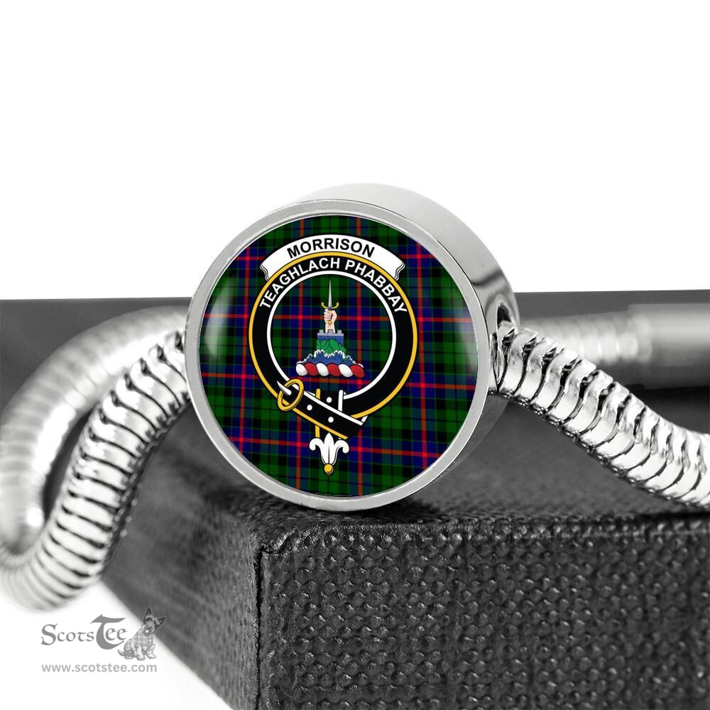 Scottish Morrison Modern Clan Tartan Bracelet - Round Shape Pendant Scottish Plaid Tartan Plaid