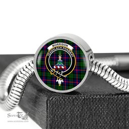 Scottish Morrison Modern Clan Tartan Bracelet - Round Shape Pendant Scottish Plaid Tartan Plaid