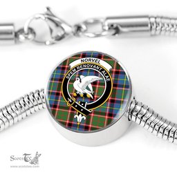Scottish Norvel Clan Tartan Bracelet - Round Shape Pendant Scottish Plaid Tartan Plaid