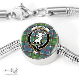 Scottish Colville District Clan Tartan Bracelet - Round Shape Pendant Scottish Plaid Tartan Plaid