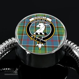 Scottish Colville District Clan Tartan Bracelet - Round Shape Pendant Scottish Plaid Tartan Plaid