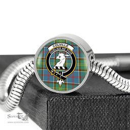 Scottish Colville District Clan Tartan Bracelet - Round Shape Pendant Scottish Plaid Tartan Plaid