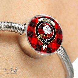 Scottish Wemyss Modern Clan Tartan Bracelet - Round Shape Pendant Scottish Plaid Tartan Plaid