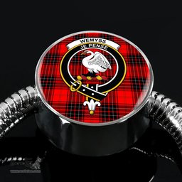 Scottish Wemyss Modern Clan Tartan Bracelet - Round Shape Pendant Scottish Plaid Tartan Plaid