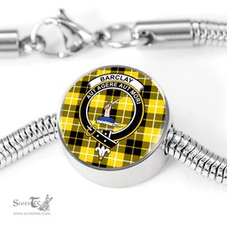 Scottish Barclay Dress Modern Clan Tartan Bracelet - Round Shape Pendant Scottish Plaid Tartan Plaid