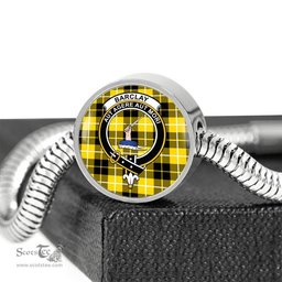 Scottish Barclay Dress Modern Clan Tartan Bracelet - Round Shape Pendant Scottish Plaid Tartan Plaid