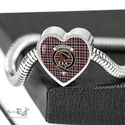 Scottish Borthwick Ancient Clan Tartan Bracelet - Heart Shape Pendant Scottish Plaid Tartan Plaid
