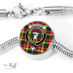 Scottish Buchanan Modern Clan Tartan Bracelet - Round Shape Pendant Scottish Plaid Tartan Plaid