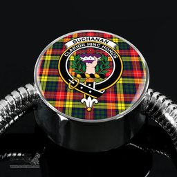 Scottish Buchanan Modern Clan Tartan Bracelet - Round Shape Pendant Scottish Plaid Tartan Plaid
