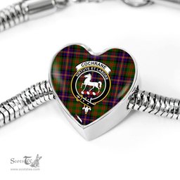 Scottish Cochrane Modern Clan Tartan Bracelet - Heart Shape Pendant Scottish Plaid Tartan Plaid