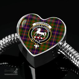 Scottish Cochrane Modern Clan Tartan Bracelet - Heart Shape Pendant Scottish Plaid Tartan Plaid