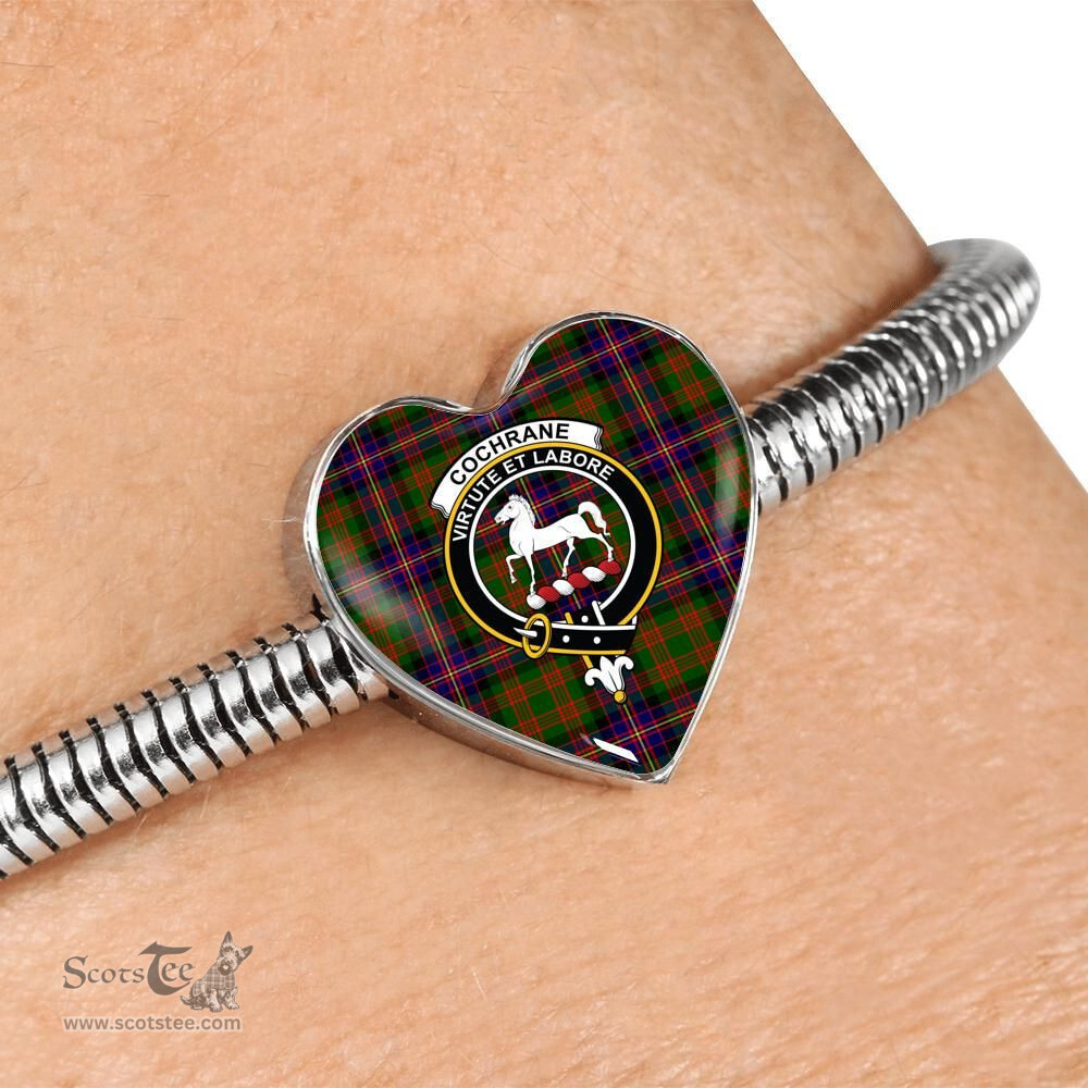 Scottish Cochrane Modern Clan Tartan Bracelet - Heart Shape Pendant Scottish Plaid Tartan Plaid