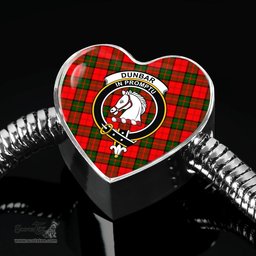 Scottish Dunbar Modern Clan Tartan Bracelet - Heart Shape Pendant Scottish Plaid Tartan Plaid
