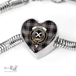 Scottish Moffat Modern Clan Tartan Bracelet - Heart Shape Pendant Scottish Plaid Tartan Plaid