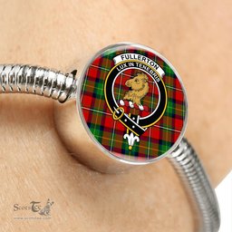 Scottish Fullerton Clan Tartan Bracelet - Round Shape Pendant Scottish Plaid Tartan Plaid