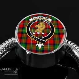 Scottish Fullerton Clan Tartan Bracelet - Round Shape Pendant Scottish Plaid Tartan Plaid
