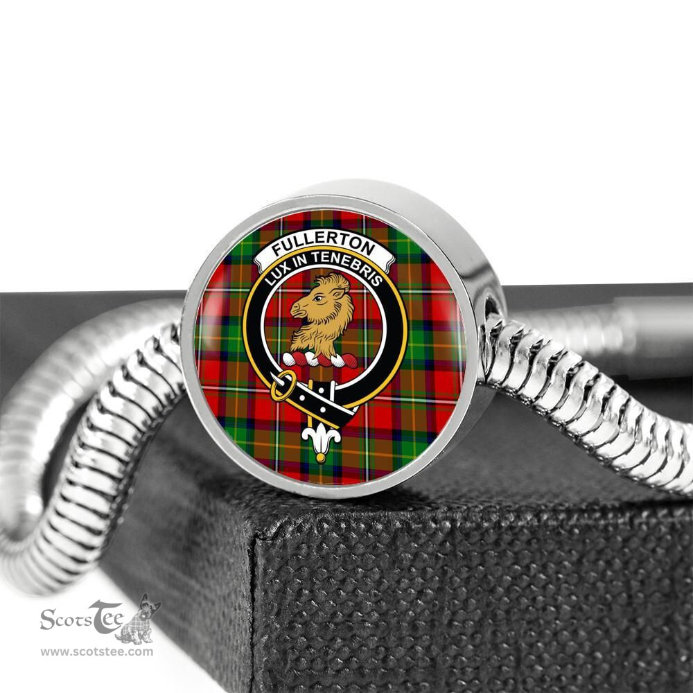 Scottish Fullerton Clan Tartan Bracelet - Round Shape Pendant Scottish Plaid Tartan Plaid