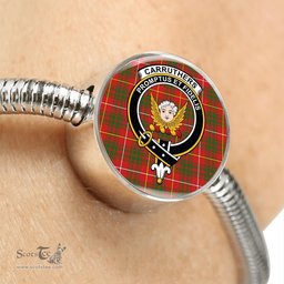 Scottish Carruthers Modern Clan Tartan Bracelet - Round Shape Pendant Scottish Plaid Tartan Plaid