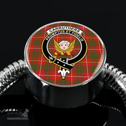 Scottish Carruthers Modern Clan Tartan Bracelet - Round Shape Pendant Scottish Plaid Tartan Plaid