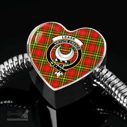 Scottish Leask Clan Tartan Bracelet - Heart Shape Pendant Scottish Plaid Tartan Plaid