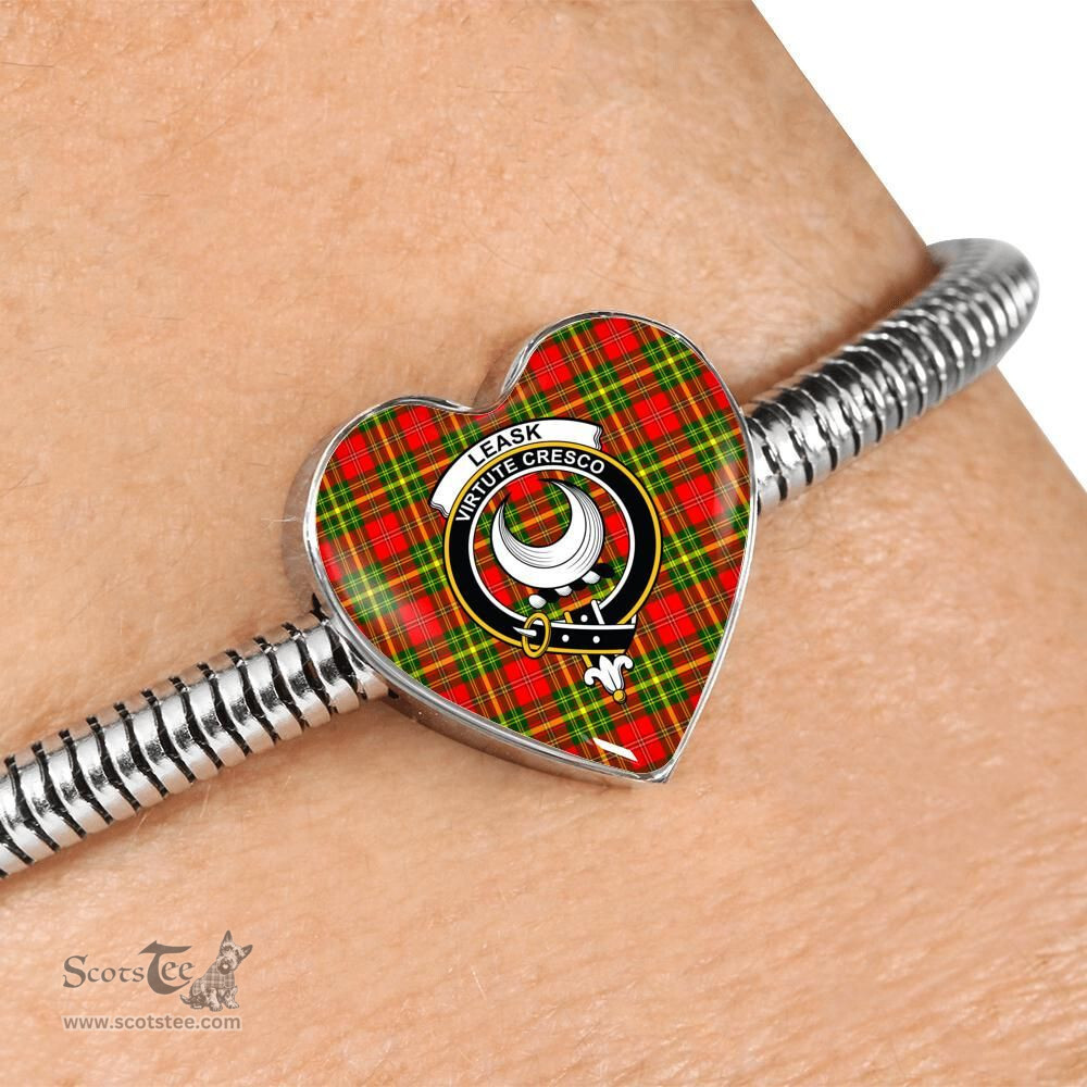 Scottish Leask Clan Tartan Bracelet - Heart Shape Pendant Scottish Plaid Tartan Plaid
