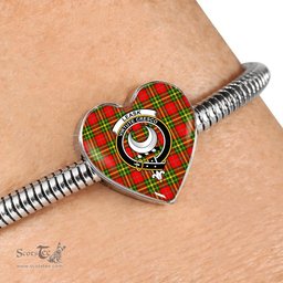 Scottish Leask Clan Tartan Bracelet - Heart Shape Pendant Scottish Plaid Tartan Plaid