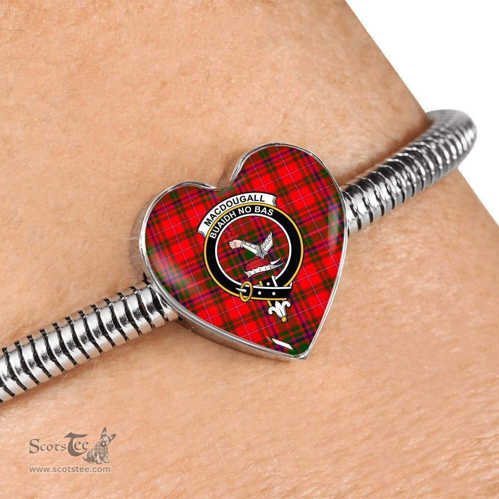 Scottish Macdougall Clan Tartan Bracelet - Heart Shape Pendant Scottish Plaid Tartan Plaid