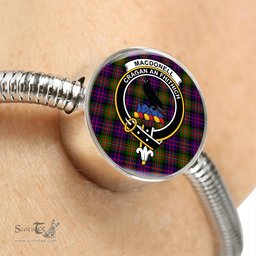 Scottish Macdonnell Clan Tartan Bracelet - Round Shape Pendant Scottish Plaid Tartan Plaid