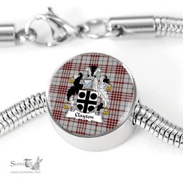 Scottish Clayton Clan Tartan Bracelet - Round Shape Pendant Scottish Plaid Tartan Plaid