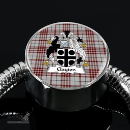 Scottish Clayton Clan Tartan Bracelet - Round Shape Pendant Scottish Plaid Tartan Plaid