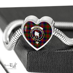 Scottish Tennant Clan Tartan Bracelet - Heart Shape Pendant Scottish Plaid Tartan Plaid