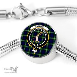 Scottish Lammie  Clan Tartan Bracelet - Round Shape Pendant Scottish Plaid Tartan Plaid