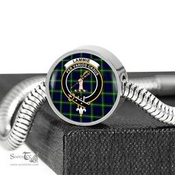 Scottish Lammie  Clan Tartan Bracelet - Round Shape Pendant Scottish Plaid Tartan Plaid