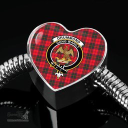 Scottish Drummond Modern Clan Tartan Bracelet - Heart Shape Pendant Scottish Plaid Tartan Plaid
