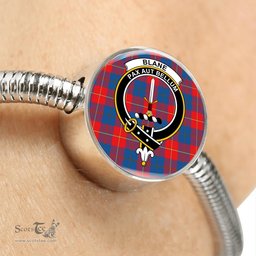 Scottish Blane Clan Tartan Bracelet - Round Shape Pendant Scottish Plaid Tartan Plaid