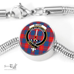 Scottish Blane Clan Tartan Bracelet - Round Shape Pendant Scottish Plaid Tartan Plaid