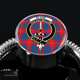 Scottish Blane Clan Tartan Bracelet - Round Shape Pendant Scottish Plaid Tartan Plaid